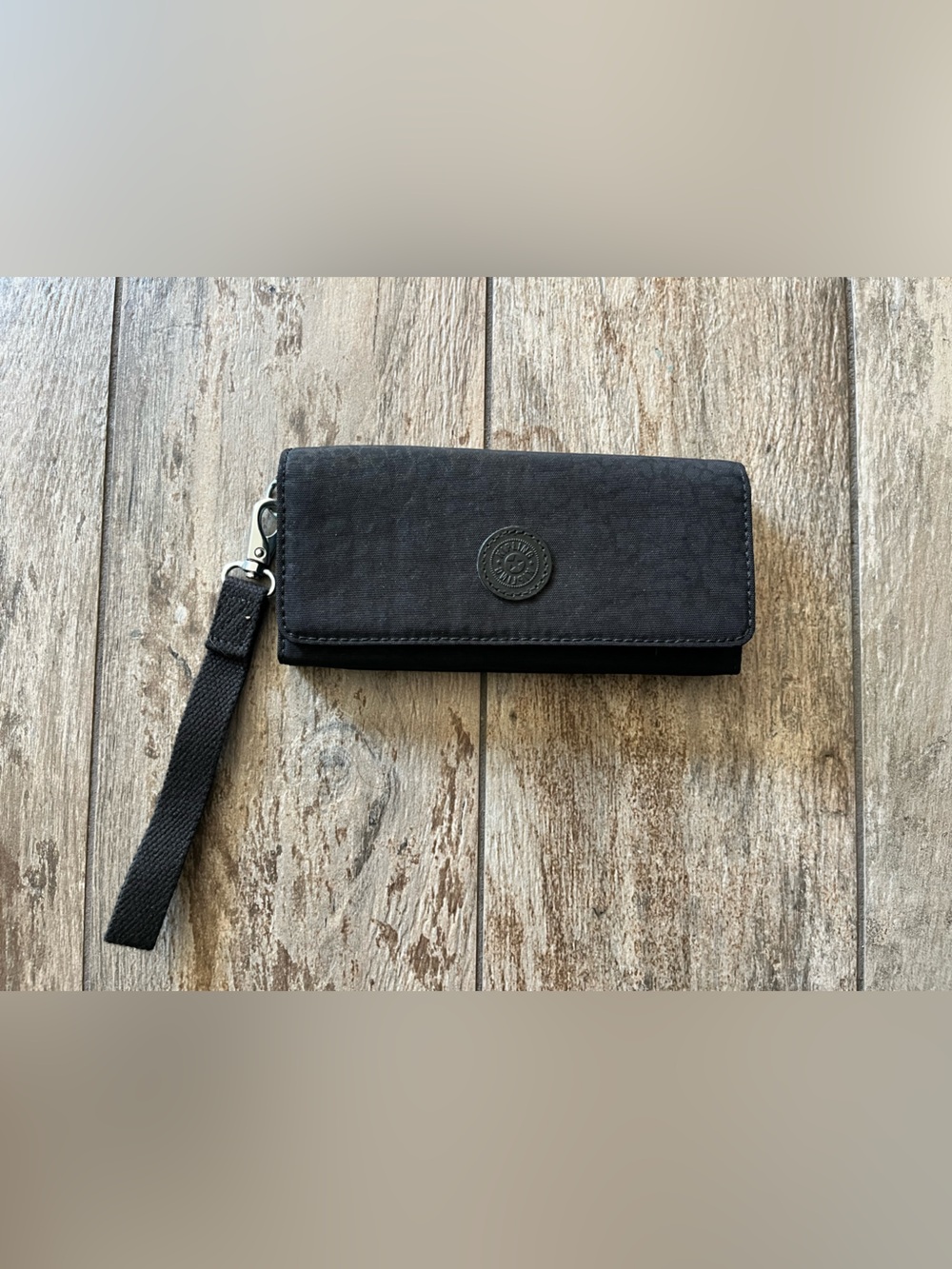 Kipling Rubi Black Leopard large wristlet wallet